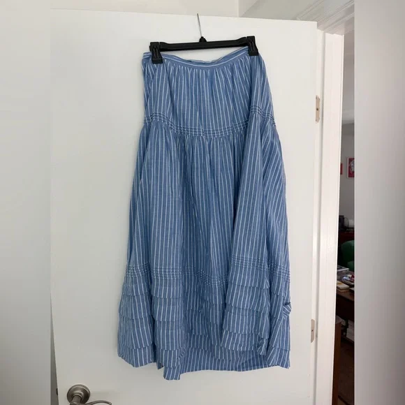 Doen Sebastiane Blue Striped Midi Skirt - Women - Picture 2 of 4